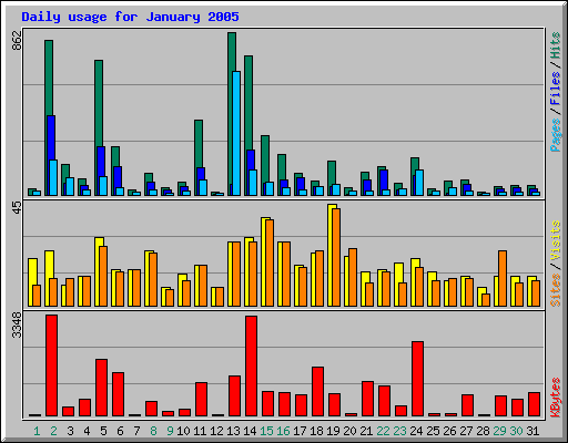 Daily usage for January 2005